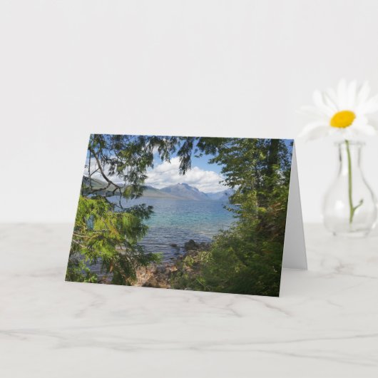 マクドナルド湖の森のフレーム越しの景色 カード (小さな植物)