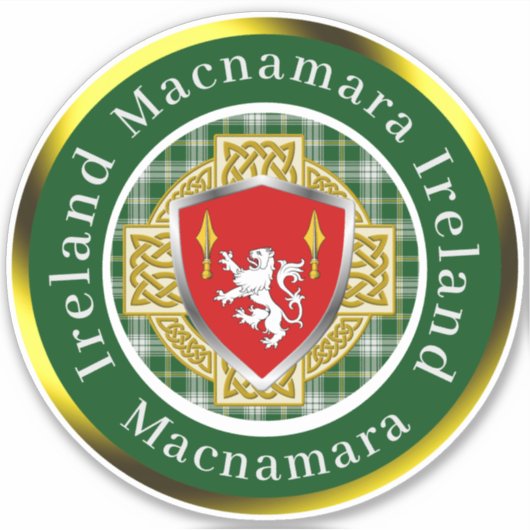 マクナマラ・シールド&ケルトクロス 名前入り シール (正面)