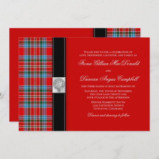 マクビーンエンシェントタータンチェック結婚式招待状 招待状 (正面/裏面)