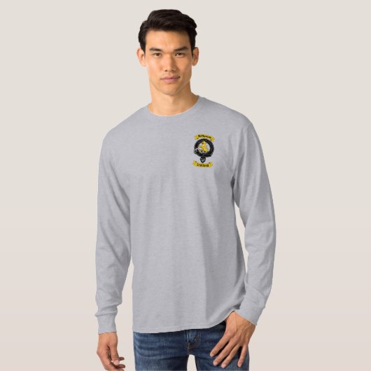 マクファーソンクランバッジとタータンチェック長袖 Tシャツ (正面フル)