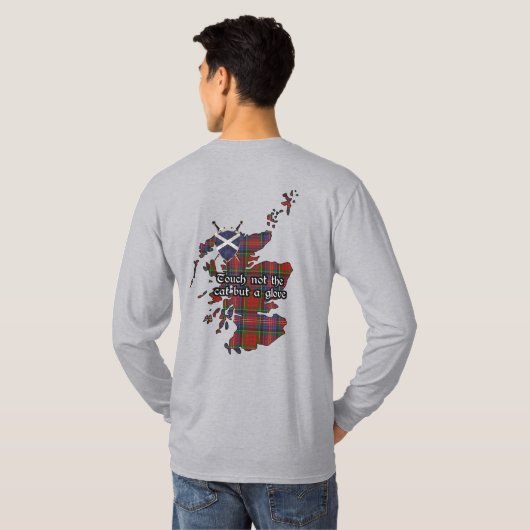 マクファーソンクランバッジとタータンチェック長袖 Tシャツ (裏面フル)