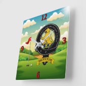 マクファーソン・マクファーソン氏バッジパーソナライズされたゴルフ スクエア壁時計 (傾斜)