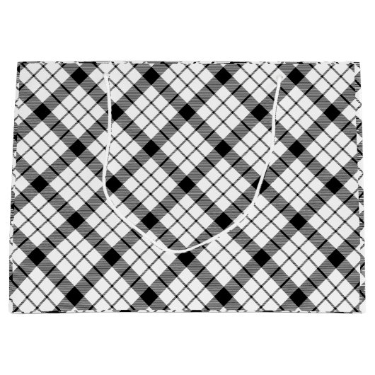 マクファーレンタータンチェック白黒プレイド ラージペーパーバッグ (正面)