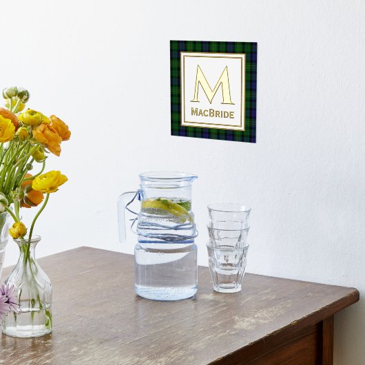 マクブライドクランタータンチェックプレイドモノグラムフォイルプリント 箔ポスター (レイダウン (キッチン))