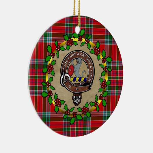 マクベインクランバッジ&タータンチェックパーソナライズされたクリスマス セラミックオーナメント (右)