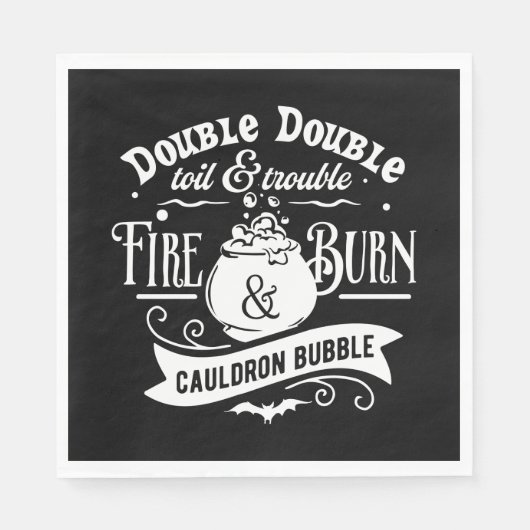マクベス・ウィッチス魔術タイポグラフィハロウィーン スタンダードランチョンナプキン (正面)