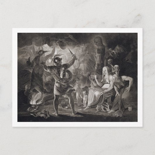 マクベス、三頭の魔女とヘカテの第4幕、S幕 ポストカード (正面)