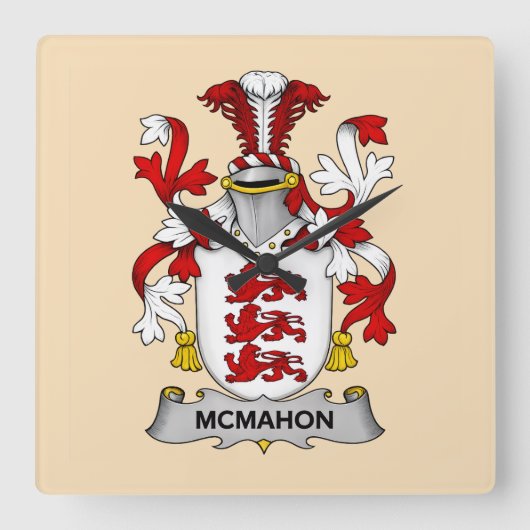 マクマホン家の紋章 スクエア壁時計 (正面)