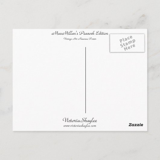 マクミランのピーコック・エディション ポストカード (裏面)