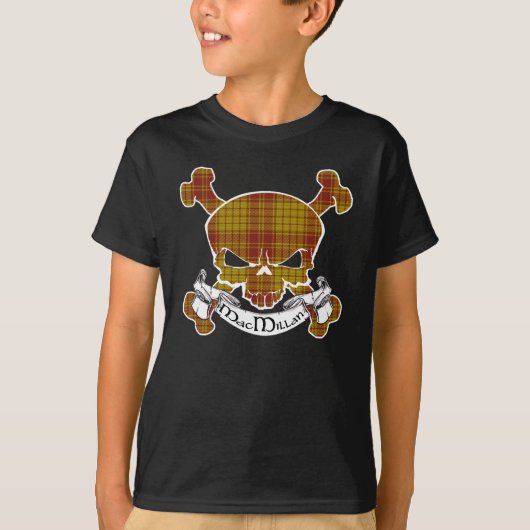 マクミランタータンチェックのスカル Tシャツ (正面)