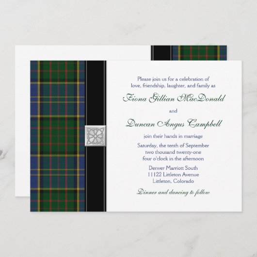 マクミラン狩りタータンチェック結婚式招待状 招待状 (正面/裏面)