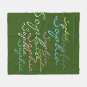 マクモダンミカルスタイリッシュ名前をカスタムするタイポグラフィ フリースブランケット (正面(横))