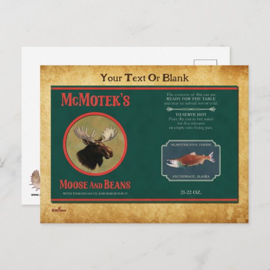 マクモテックのムースと豆ラベル ポストカード (正面/裏面)