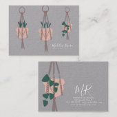 マクラメアーティスト手作りデザインぶら下がったズプラントグレー 名刺 (正面/裏面)