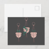 マクラメプラントハンガー 植木鉢 イラスト ポストカード (正面/裏面)