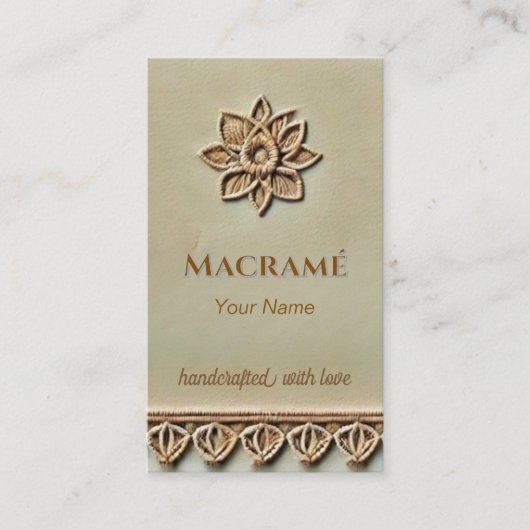 マクラメルック – ベージュビジネスカード 名刺 (正面)