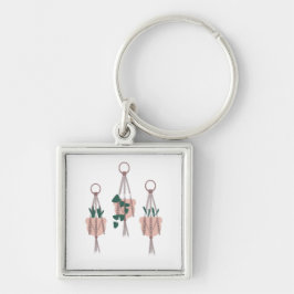 マクラメ植吊具植機ポットイラストレーション キーホルダー