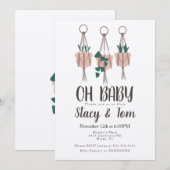 マクラメ植物ハンギングプランター ポット ベビーシャワー 招待状 (正面/裏面)