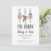 マクラメ植物掛けプランターボホ赤ちゃんシャワー 招待状 (スタンド正面)