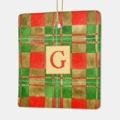 マクレガータータンチェックセラミックスクエアオーナメント+イニシャル セラミックオーナメント (左)