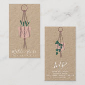 マクレームアーティスト手作りデザインぶら下がったの植物の緑 名刺 (正面/裏面)