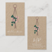 マクレームアーティスト手作りデザインぶら下がったの植物 名刺 (正面/裏面)