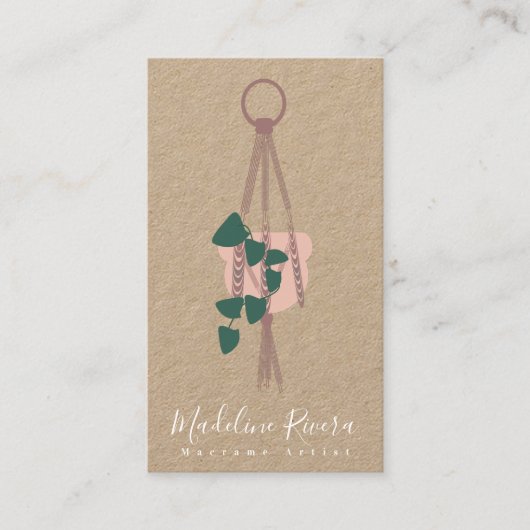 マクレームアーティスト手作りデザインぶら下がったの植物 名刺 (正面)