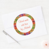 マクレー・タータン ３インチ丸型 「ハンドメイド」ステッカー ラウンドシール (封筒)