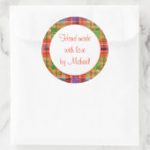 マクレー・タータン 3"丸型「手作り」ステッカー ラウンドシール (バッグ)