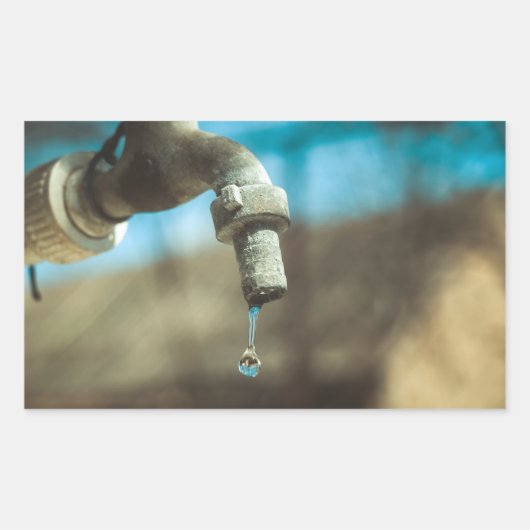 マクロの水滴 長方形シール (正面)