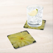 マクロイエローダリア花 スクエアペーパーコースター (インサイチュ)