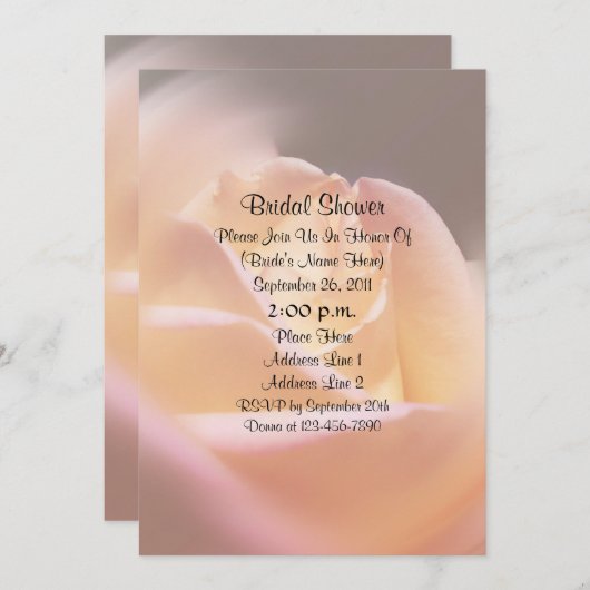 マクロイエローローズフローラブライダルシャワー招待状 招待状 (正面/裏面)