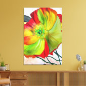 マクロオレンジケシの水彩フラワーアート キャンバスプリント (インサイチュ (リビング))