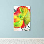 マクロオレンジケシの水彩フラワーアート キャンバスプリント (インサイチュ (ウッドフロア))