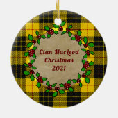 マクロドクランバッジ&タータンチェックパーソナライズされたクリスマス セラミックオーナメント (裏面)