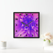 マクロピンクフラワー スクエア壁時計 (ホーム)