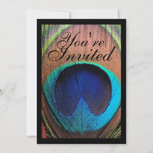 マクロピーコックフェザーリッチブルー招待状 招待状 (正面)