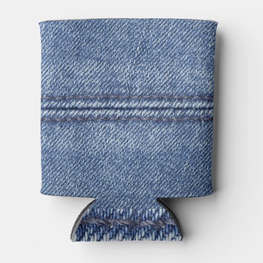 マクロブルーデニム、クローズアップテクスチャ。 缶クーラー (正面)