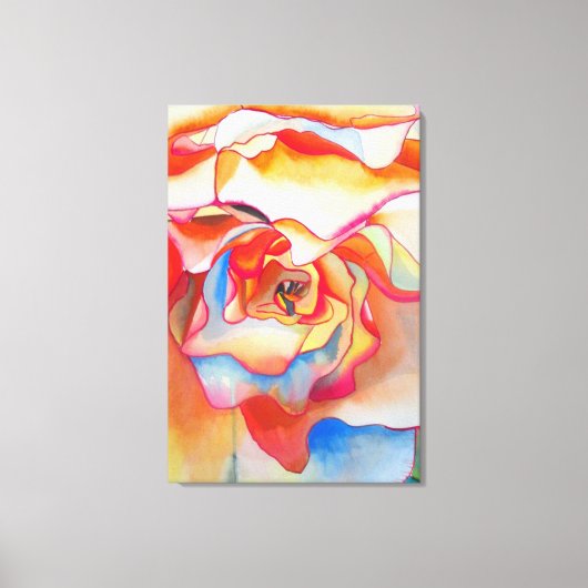 マクロベゴニアフレッド・マーティン水絵画色の キャンバスプリント (正面)