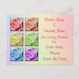 マクロレインボーバラウェディング日付の保存 案内ポストカード