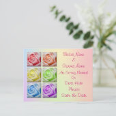 マクロレインボーバラウェディング日付の保存 案内ポストカード (スタンド正面)