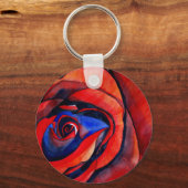マクロレッドローズ抽象芸術絵画アート キーホルダー (正面)