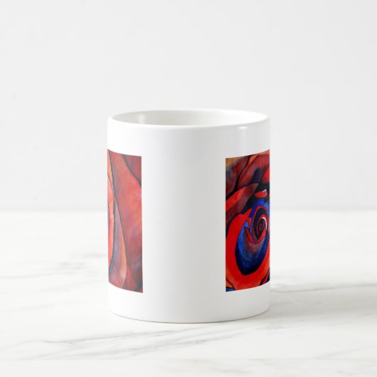 マクロレッドローズ抽象芸術絵画アート コーヒーマグカップ (中央)