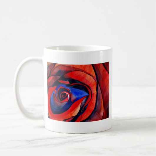 マクロレッドローズ抽象芸術絵画アート コーヒーマグカップ (左)