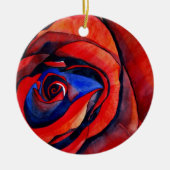 マクロレッドローズ抽象芸術絵画アート セラミックオーナメント (正面)