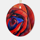 マクロレッドローズ抽象芸術絵画アート セラミックオーナメント (左)