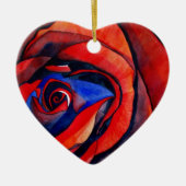 マクロレッドローズ抽象芸術絵画アート セラミックオーナメント (正面)