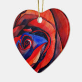 マクロレッドローズ抽象芸術絵画アート セラミックオーナメント (左)