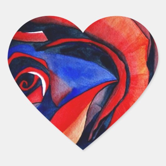 マクロレッドローズ抽象芸術絵画アート ハートシール (正面)