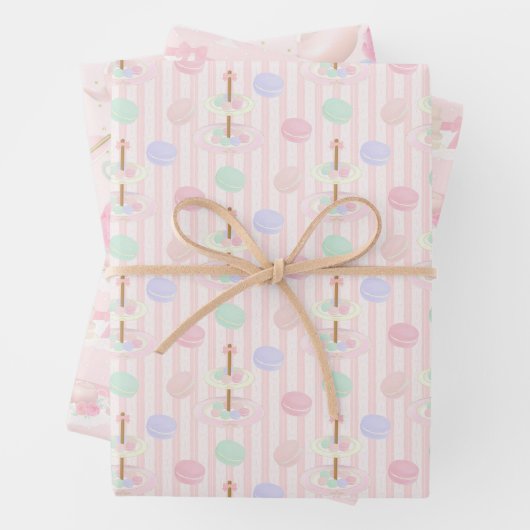 マクロンアフタヌーンティーパーティーパターン ラッピングペーパーシート (インサイチュ)